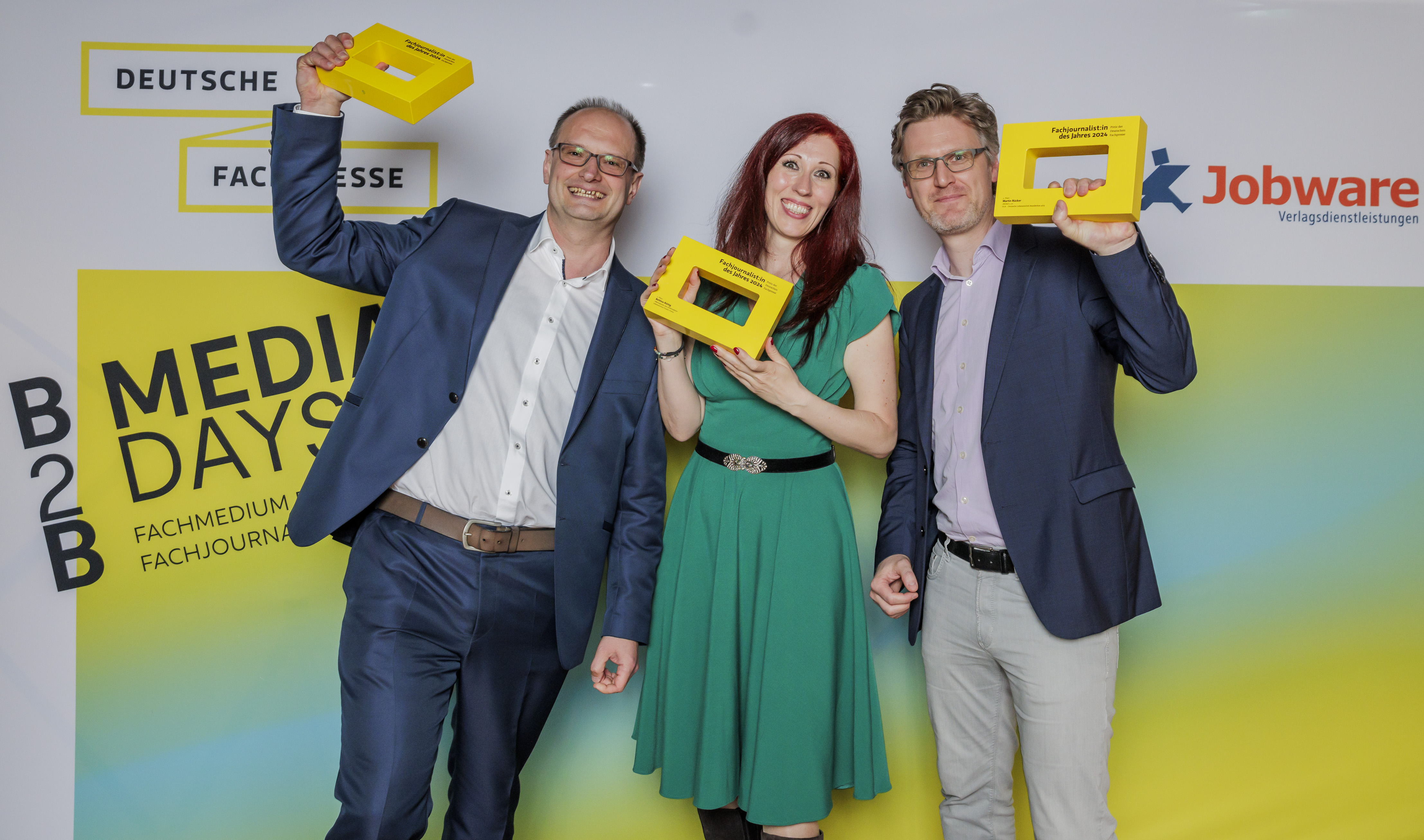 The trade journalists of the year 2024: Lars Wiederhold (left), Bettina Röttig and Martin Rücker. Photo: Monique Wüstenhage