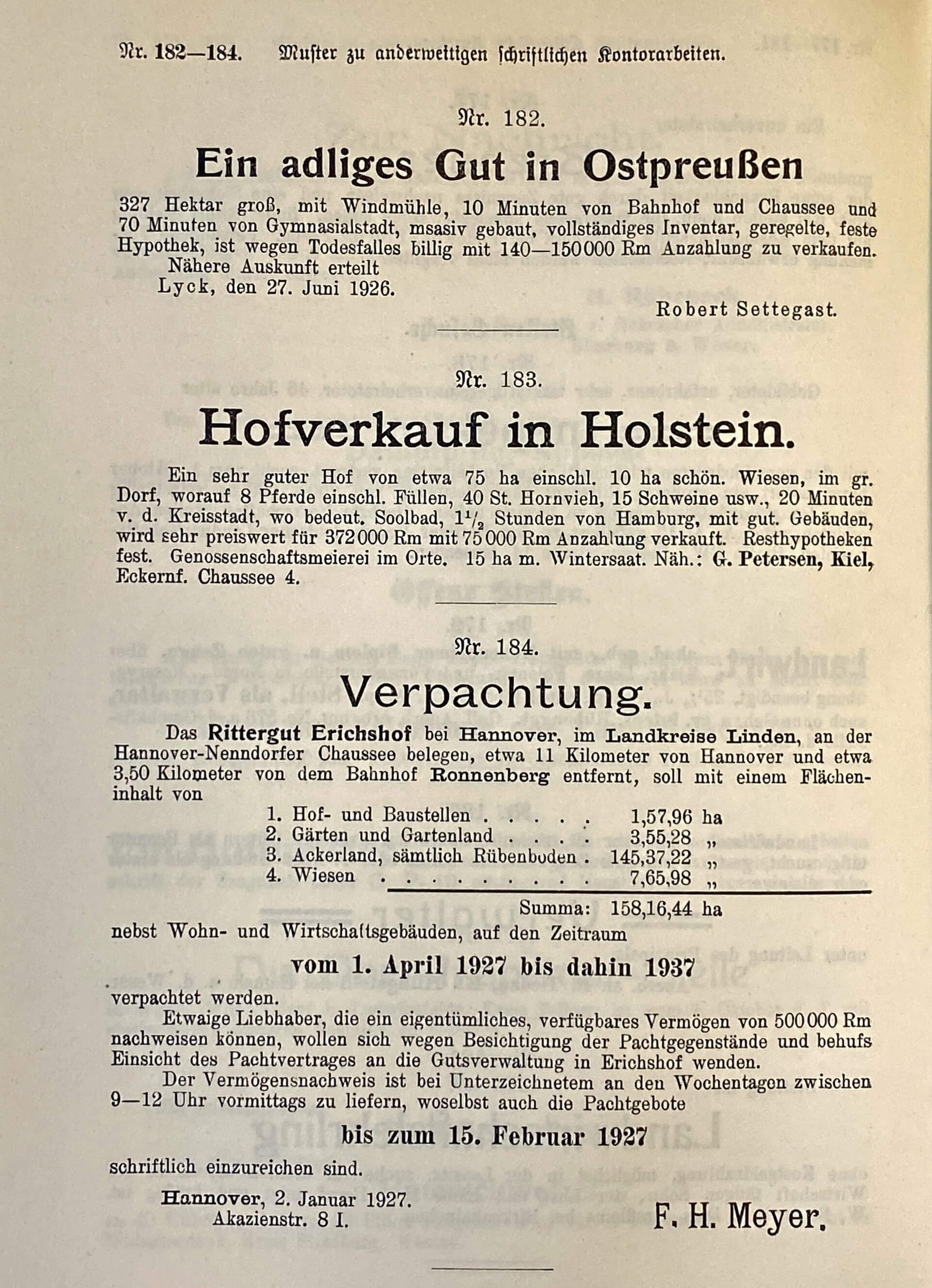 How do I write a good sales advertisement? - The book „Der Guts-Sekretär“ from 1927 offered its readers a wealth of text examples.